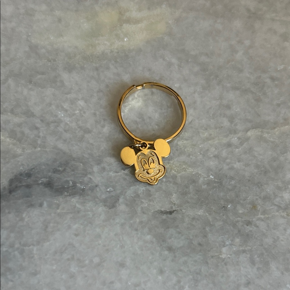 Gold Mickey Mouse Charm Hoop Earring